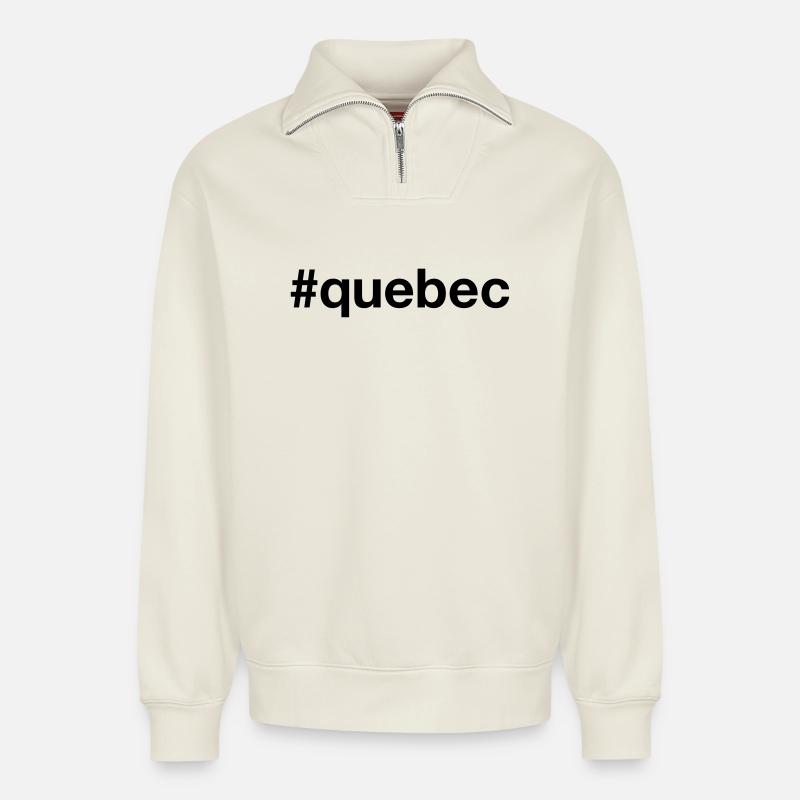 QUÉBEC Canada Kanada Mot-clic - Sweat unisexe décontracté en coton biologique à demi-zip – de SPREAD - blanc cassé