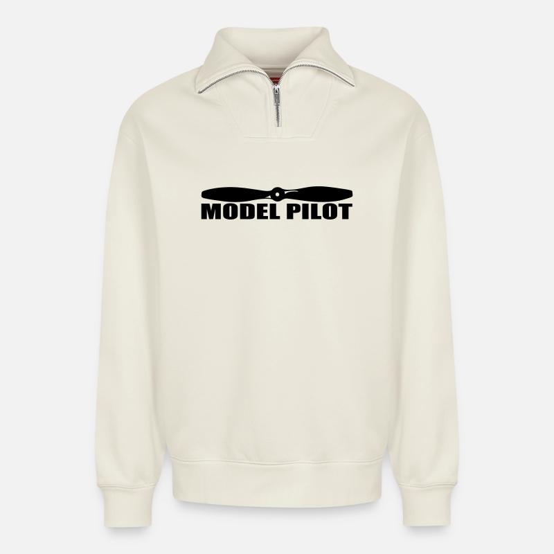 Propeller - Relaxed Unisex Organic Half Zip Sweatshirt – von SPREAD - Naturweiß