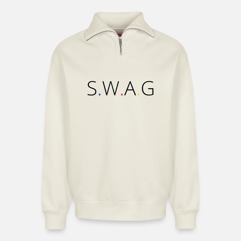 Beute - Relaxed Unisex Organic Half Zip Sweatshirt – von SPREAD - Naturweiß