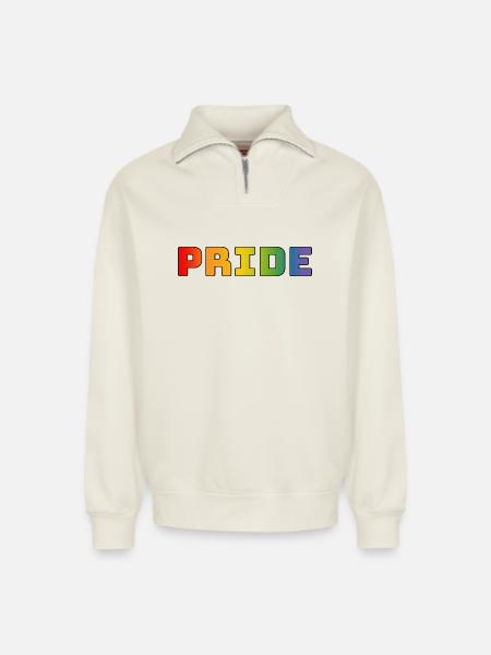 rainbow pride LGBT lgbtqi queer - Relaxed Unisex Organic Half Zip Sweatshirt – by SPREAD - off white
