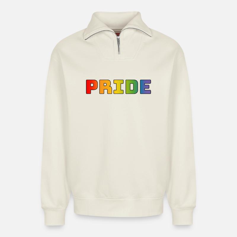 Regenbogen pride LGBT lgbtqi queer - Relaxed Unisex Organic Half Zip Sweatshirt – von SPREAD - Naturweiß