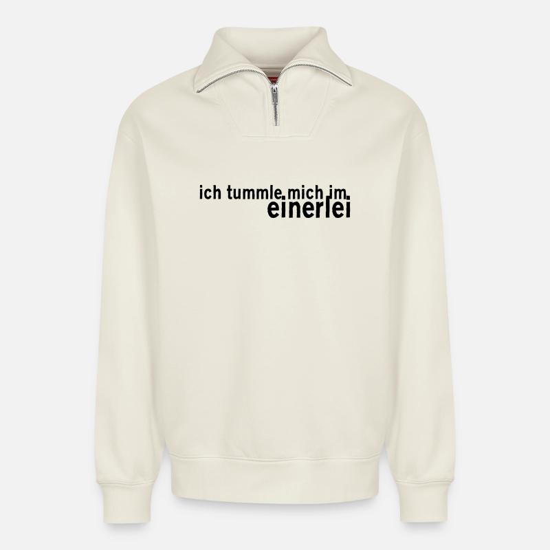 Monotony - Relaxed Unisex Organic Half Zip Sweatshirt – by SPREAD - off white