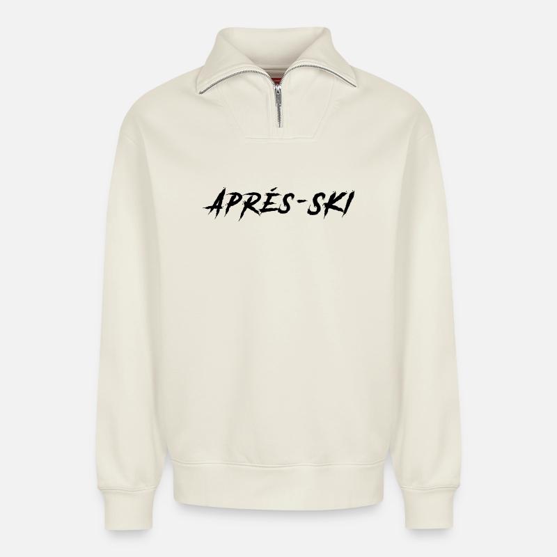 Apres Ski - Relaxed Unisex Organic Half Zip Sweatshirt – von SPREAD - Naturweiß