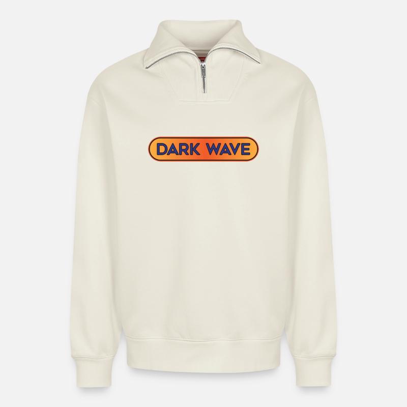 Dark Wave Music Shirt – Retro-Gothic-Ästhetik - Relaxed Unisex Organic Half Zip Sweatshirt – von SPREAD - Naturweiß
