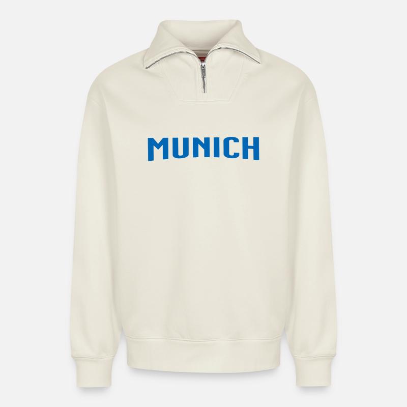 Munich - Relaxed Unisex Organic Half Zip Sweatshirt – von SPREAD - Naturweiß