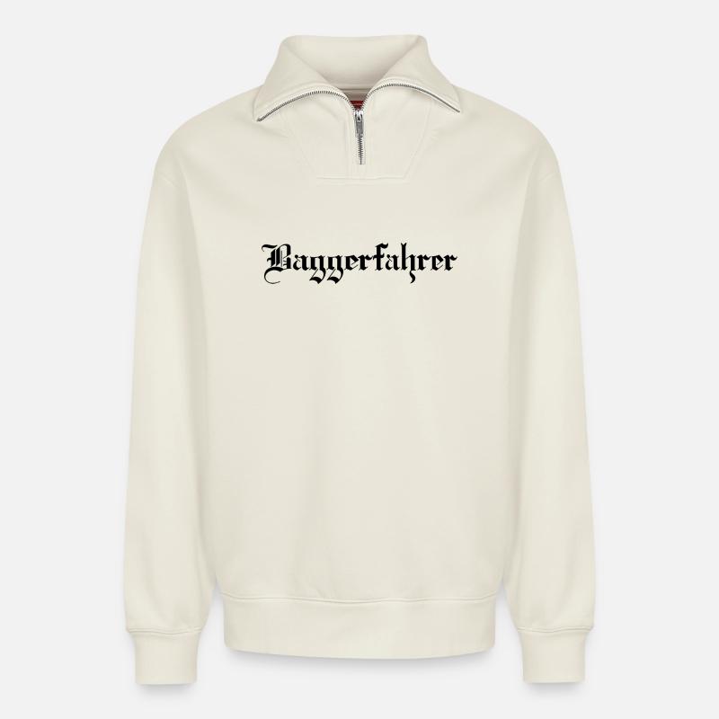 Baggerfahrer - Relaxed Unisex Organic Half Zip Sweatshirt – von SPREAD - Naturweiß