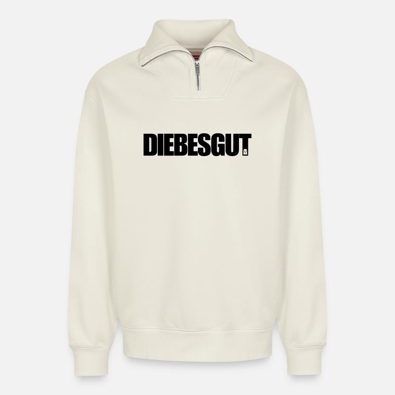 Stolen goods - Relaxed Unisex Organic Half Zip Sweatshirt – by SPREAD - off white