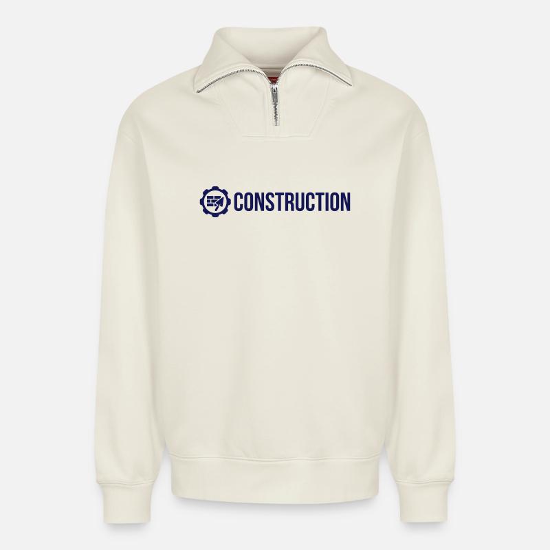 Construction - Relaxed Unisex Organic Half Zip Sweatshirt – von SPREAD - Naturweiß