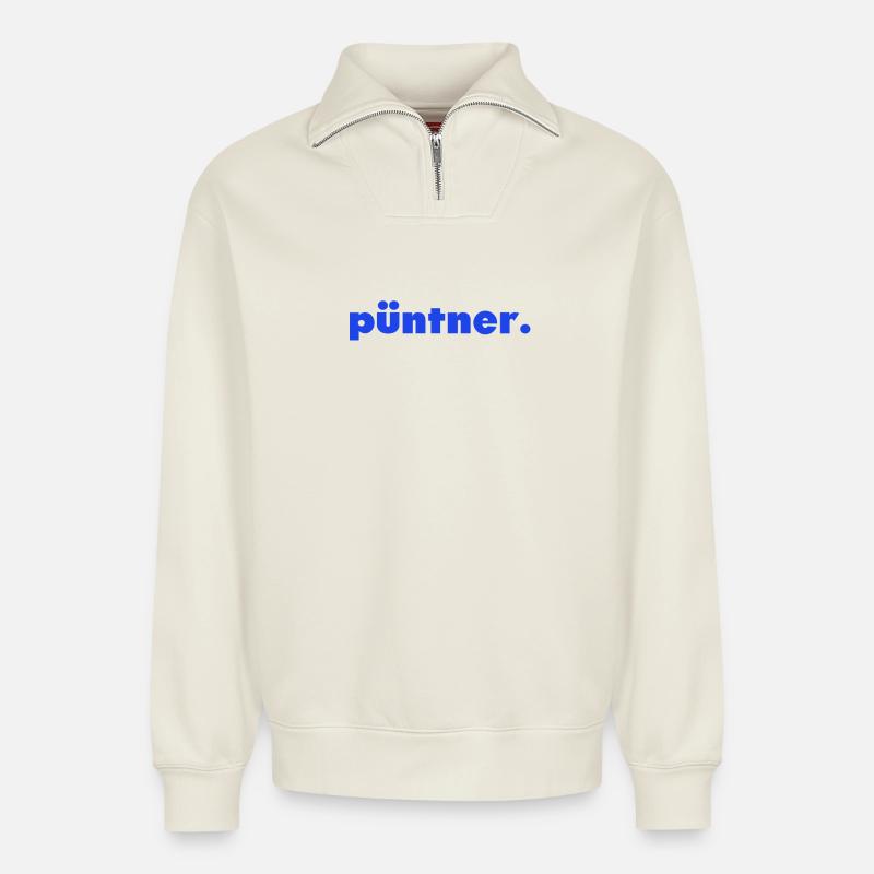 püntner. - Relaxed Unisex Organic Half Zip Sweatshirt – von SPREAD - Naturweiß