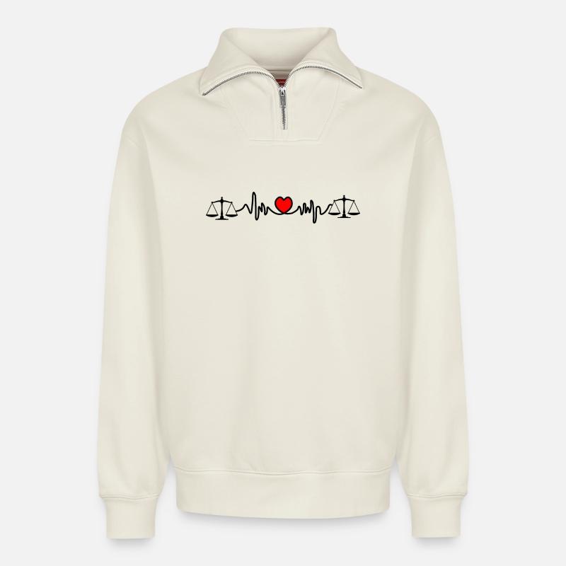 Herzfrequenz-Cardio-Skala - Relaxed Unisex Organic Half Zip Sweatshirt – von SPREAD - Naturweiß
