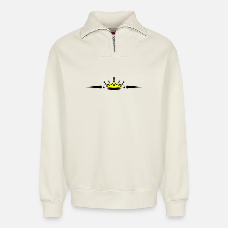 Crown Element - Relaxed Unisex Organic Half Zip Sweatshirt – by SPREAD - off white