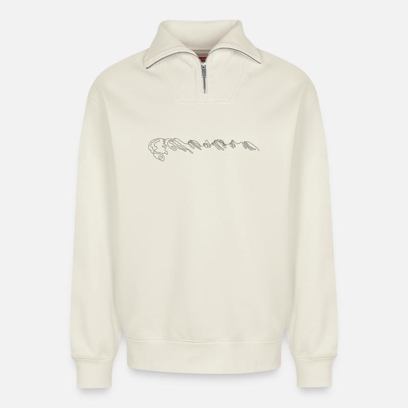 v75504-churfirsten3d-gross - Relaxed Unisex Organic Half Zip Sweatshirt – von SPREAD - Naturweiß