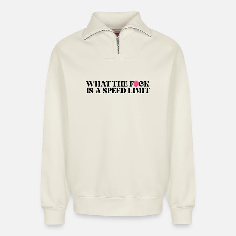 Car - Relaxed Unisex Organic Half Zip Sweatshirt – by SPREAD - off white