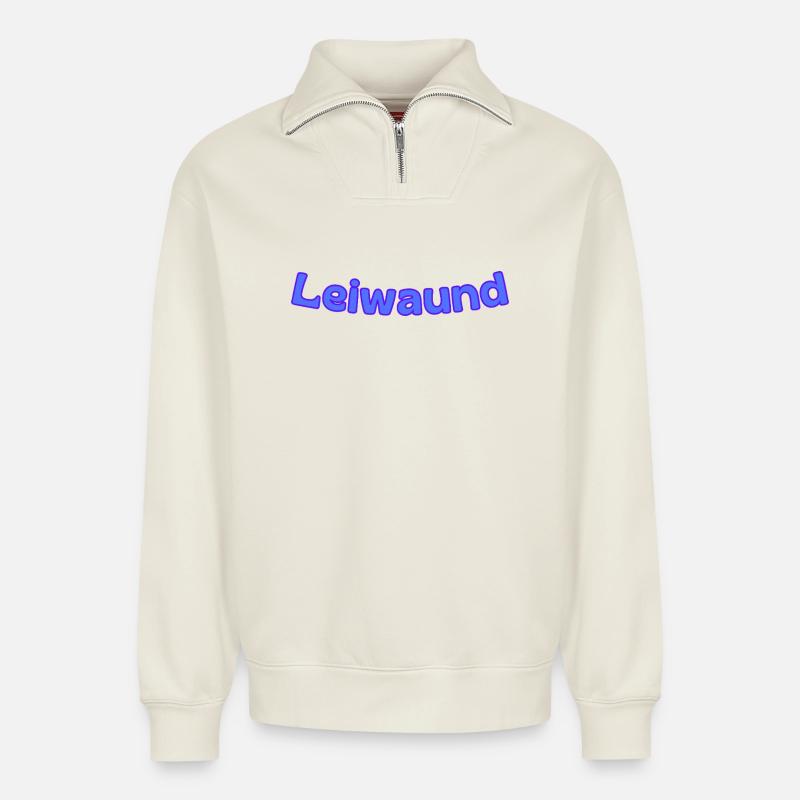 leiwaund - Relaxed Unisex Organic Half Zip Sweatshirt – von SPREAD - Naturweiß