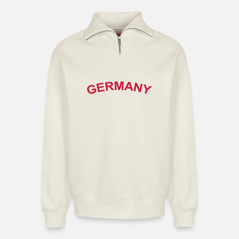 Germany - Relaxed Unisex Organic Half Zip Sweatshirt – by SPREAD - off white