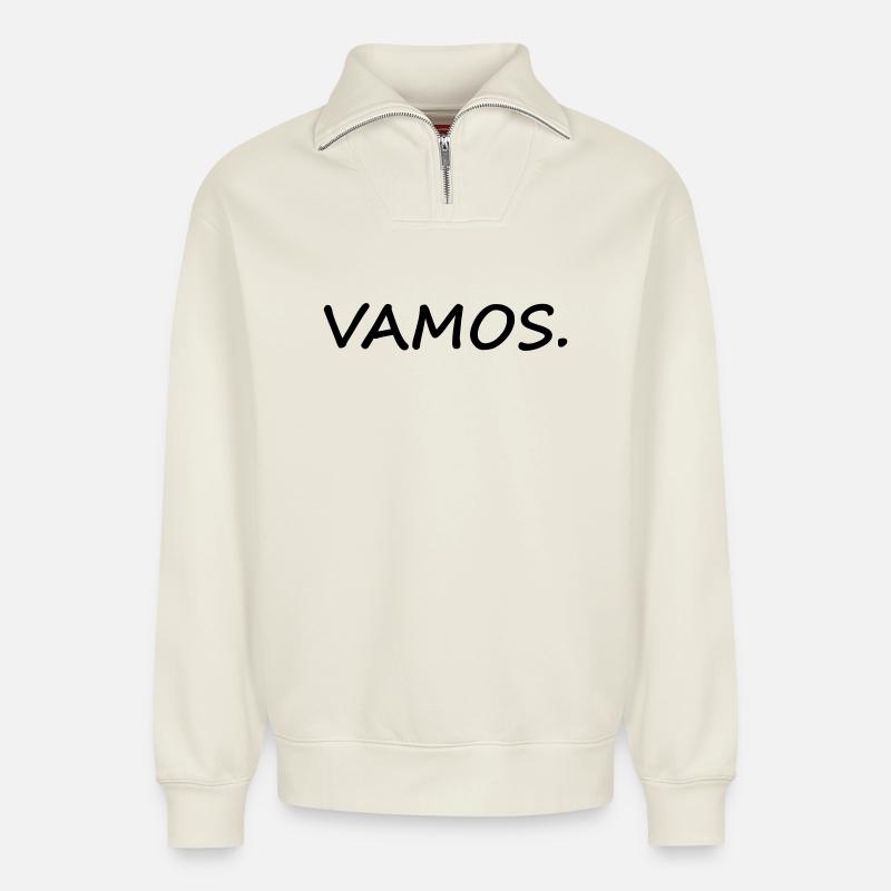 Vamos - Relaxed Unisex Organic Half Zip Sweatshirt – by SPREAD - off white