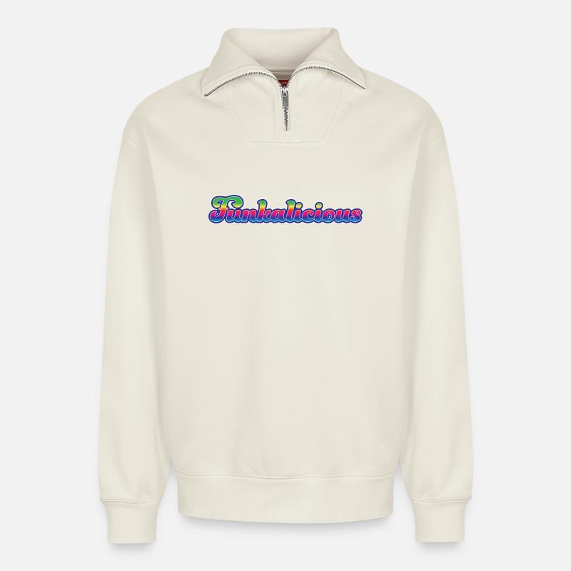 Funkalicious - Sweat unisexe décontracté en coton biologique à demi-zip – de SPREAD - blanc cassé