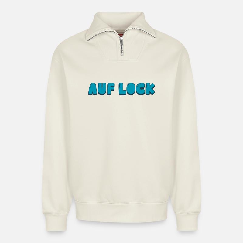 Auf Lock - Relaxed Unisex Organic Half Zip Sweatshirt – von SPREAD - Naturweiß