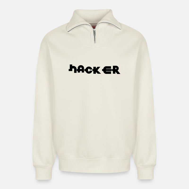 Hacker - Relaxed Unisex Organic Half Zip Sweatshirt – von SPREAD - Naturweiß