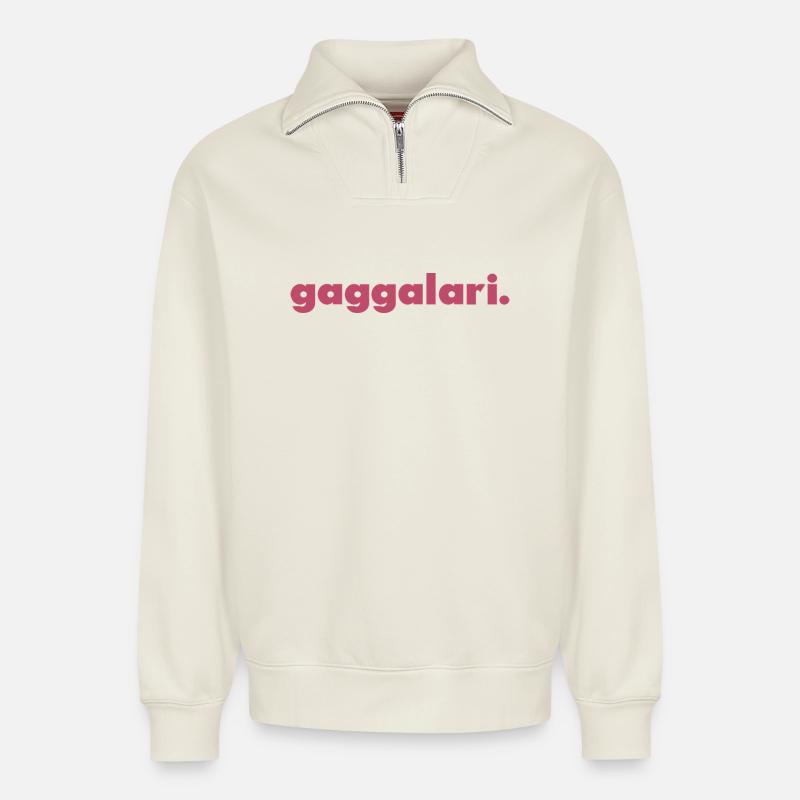 gaggalari. - Relaxed Unisex Organic Half Zip Sweatshirt – von SPREAD - Naturweiß