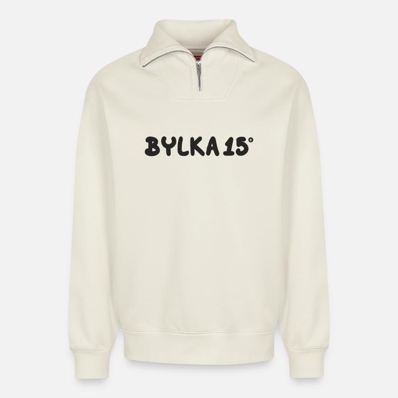 Bylka_15_dz - Relaxed Unisex Organic Half Zip Sweatshirt – von SPREAD - Naturweiß