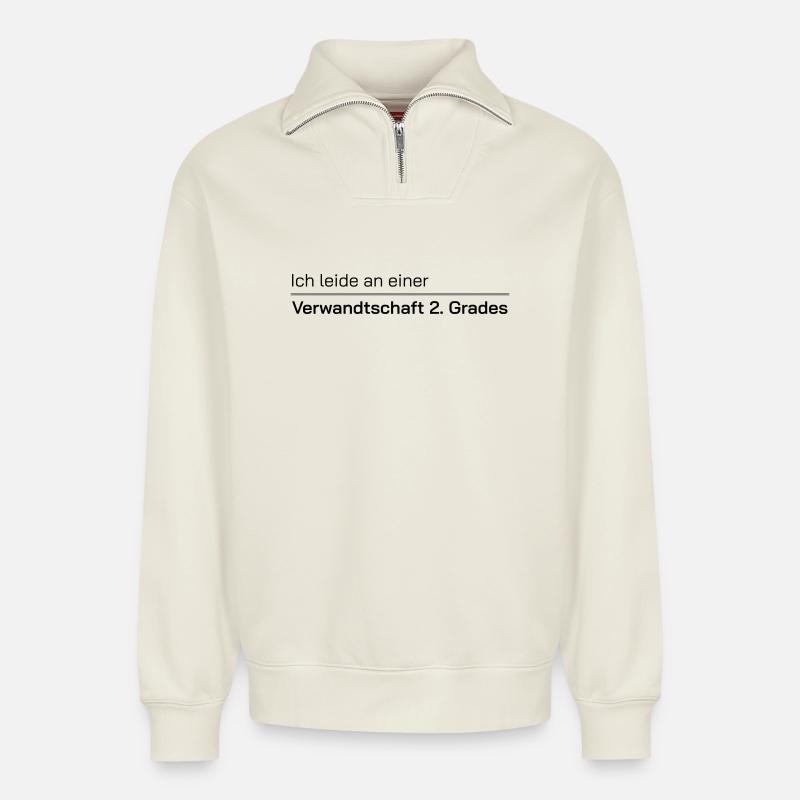 Verwandtschaft 2. Grades - Relaxed Unisex Organic Half Zip Sweatshirt – von SPREAD - Naturweiß