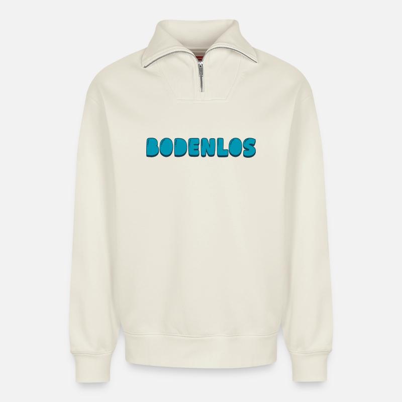 bottomless - Relaxed Unisex Organic Half Zip Sweatshirt – by SPREAD - off white