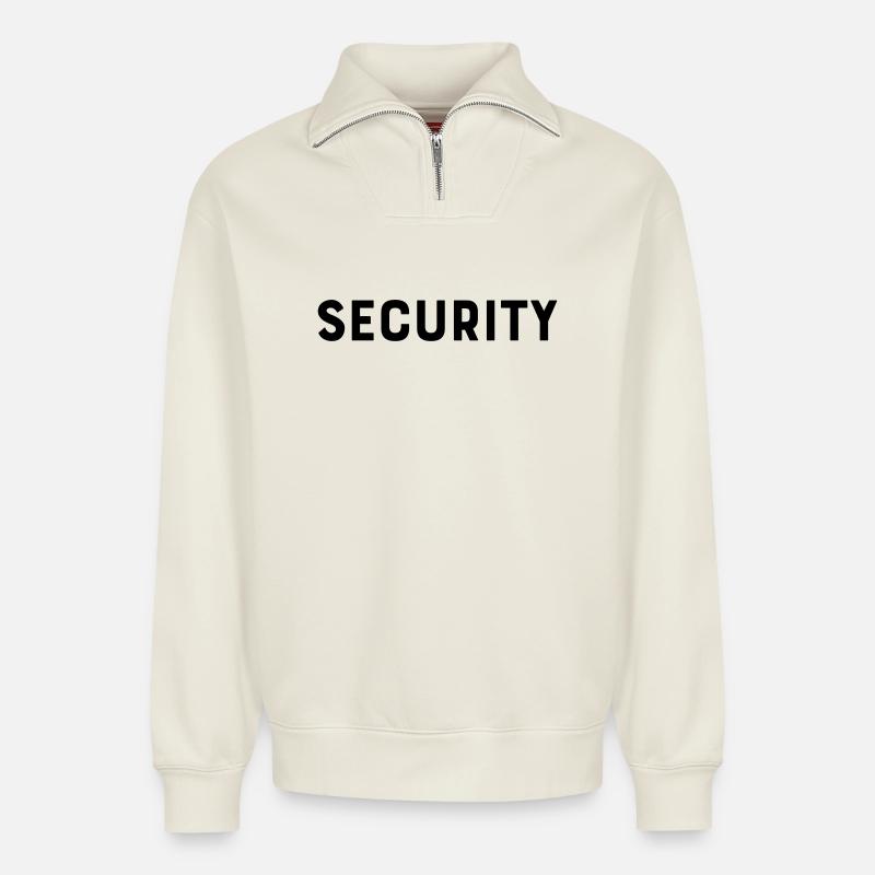 Security - Relaxed Unisex Organic Half Zip Sweatshirt – by SPREAD - off white
