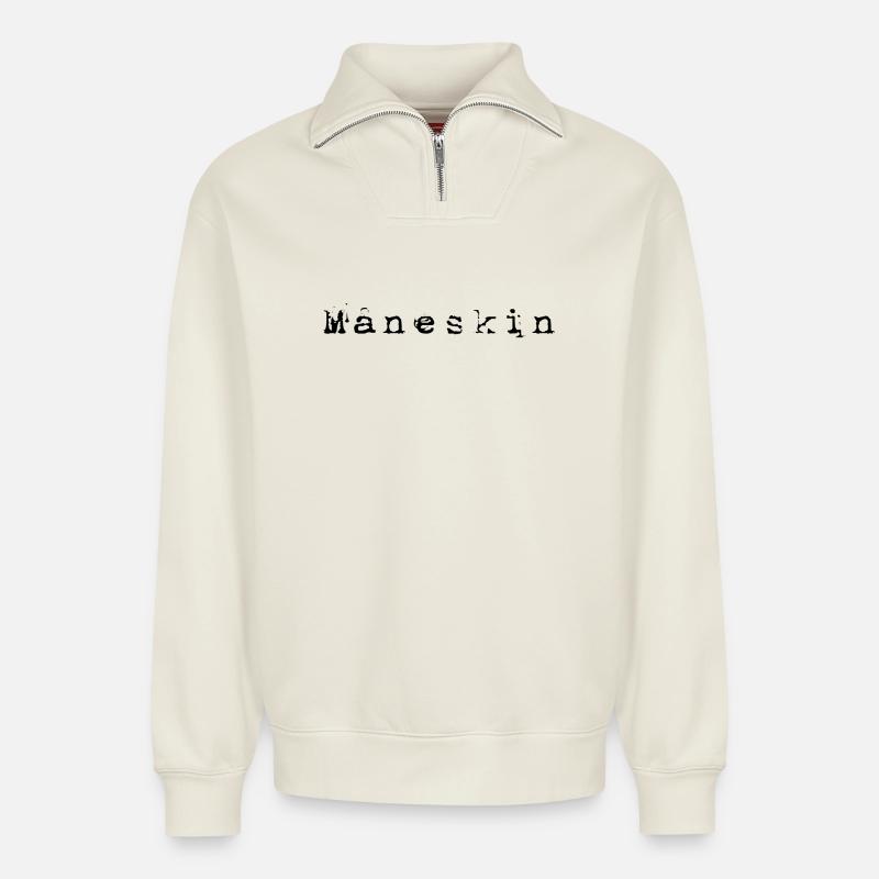 Måneskin - Relaxed Unisex Organic Half Zip Sweatshirt – von SPREAD - Naturweiß