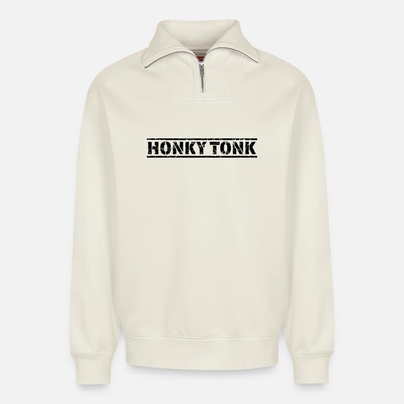 Honky Tonk - Relaxed Unisex Organic Half Zip Sweatshirt – von SPREAD - Naturweiß
