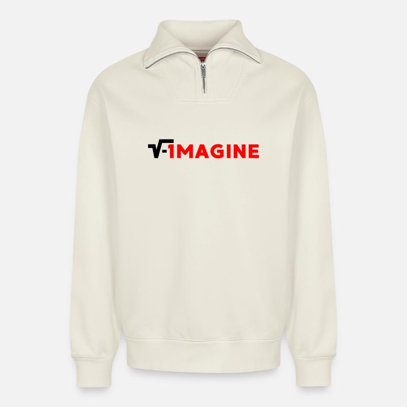 Imagine - Relaxed Unisex Organic Half Zip Sweatshirt – von SPREAD - Naturweiß
