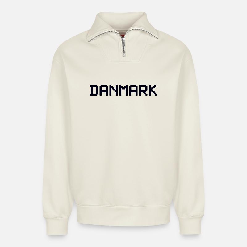 DANMARK Danemark - Sweat unisexe décontracté en coton biologique à demi-zip – de SPREAD - blanc cassé