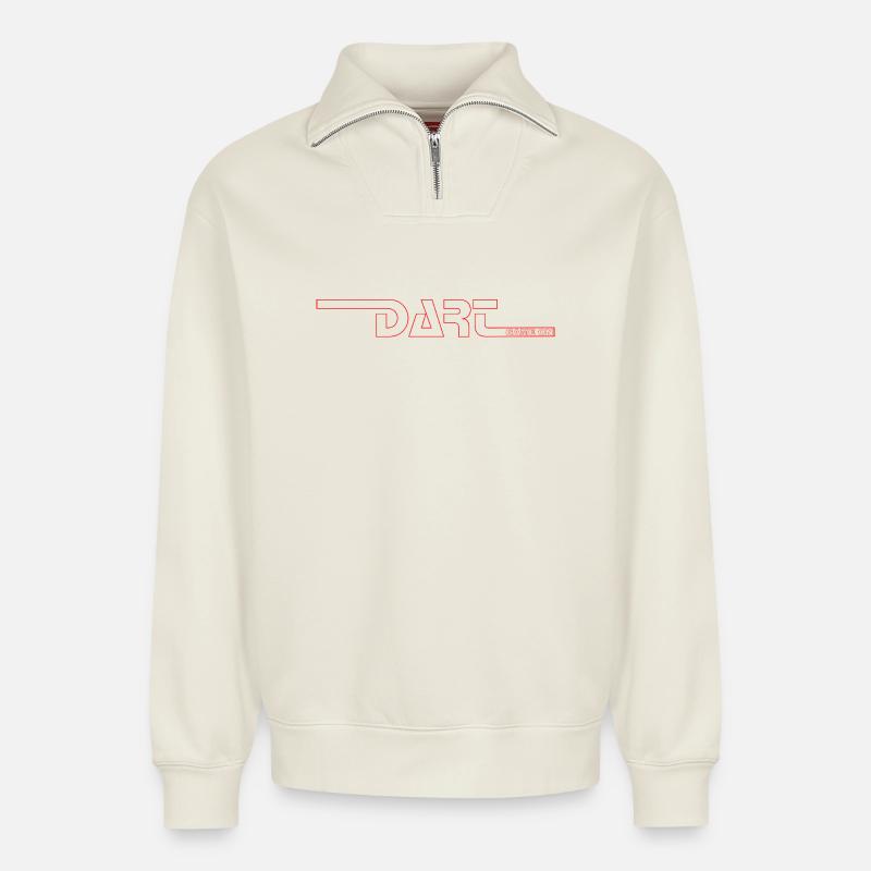Fléchettes, fléchettes, FLÉCHETTES-GAME_ON_Rot - Sweat unisexe décontracté en coton biologique à demi-zip – de SPREAD - blanc cassé