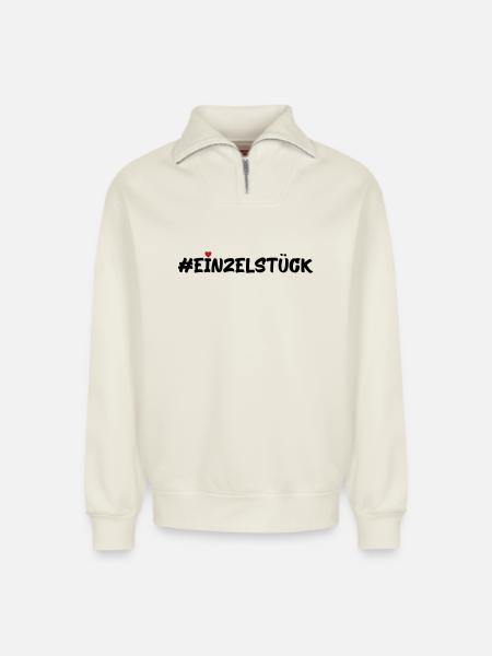Einzelstück - Relaxed Unisex Organic Half Zip Sweatshirt – von SPREAD - Naturweiß