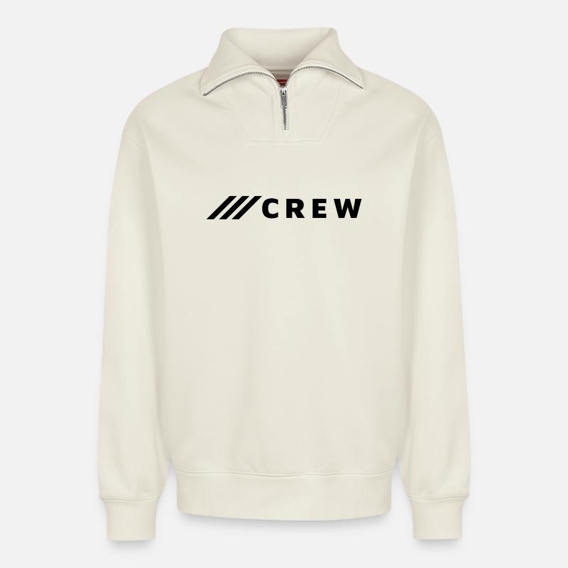 CREW - Relaxed Unisex Organic Half Zip Sweatshirt – von SPREAD - Naturweiß