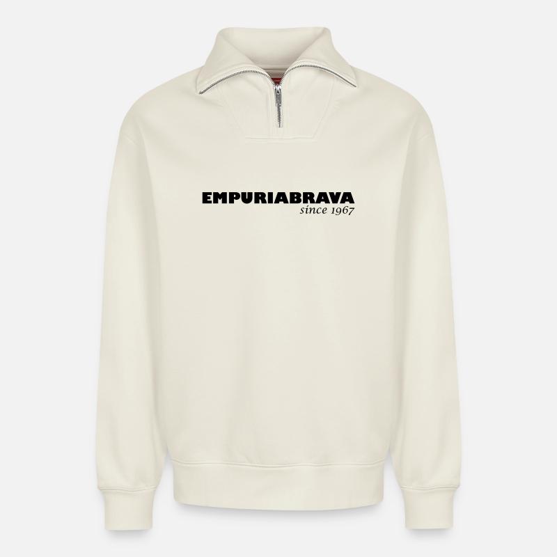 Empuriabrava since 1967 - Relaxed Unisex Organic Half Zip Sweatshirt – von SPREAD - Naturweiß
