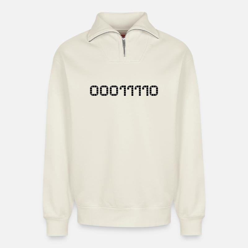 Binary notation - 30 - Relaxed Unisex Organic Half Zip Sweatshirt – by SPREAD - off white