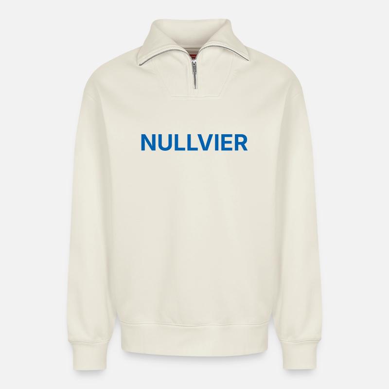 Nullvier blue - Relaxed Unisex Organic Half Zip Sweatshirt – by SPREAD - off white