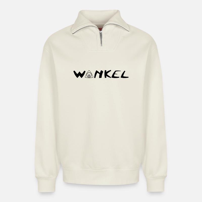 Wankel Schriftzug - Relaxed Unisex Organic Half Zip Sweatshirt – von SPREAD - Naturweiß