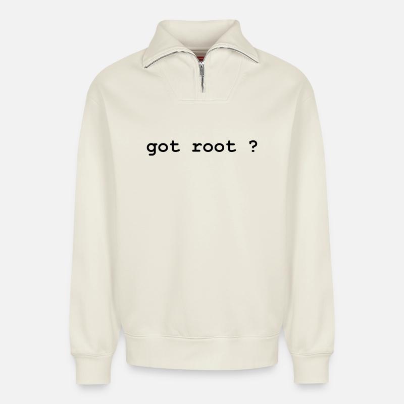 Geek - Relaxed Unisex Organic Half Zip Sweatshirt – by SPREAD - off white