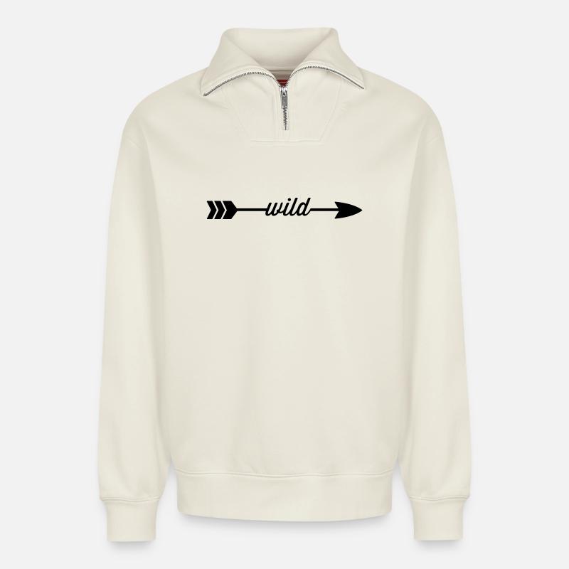 Wild - Relaxed Unisex Organic Half Zip Sweatshirt – by SPREAD - off white