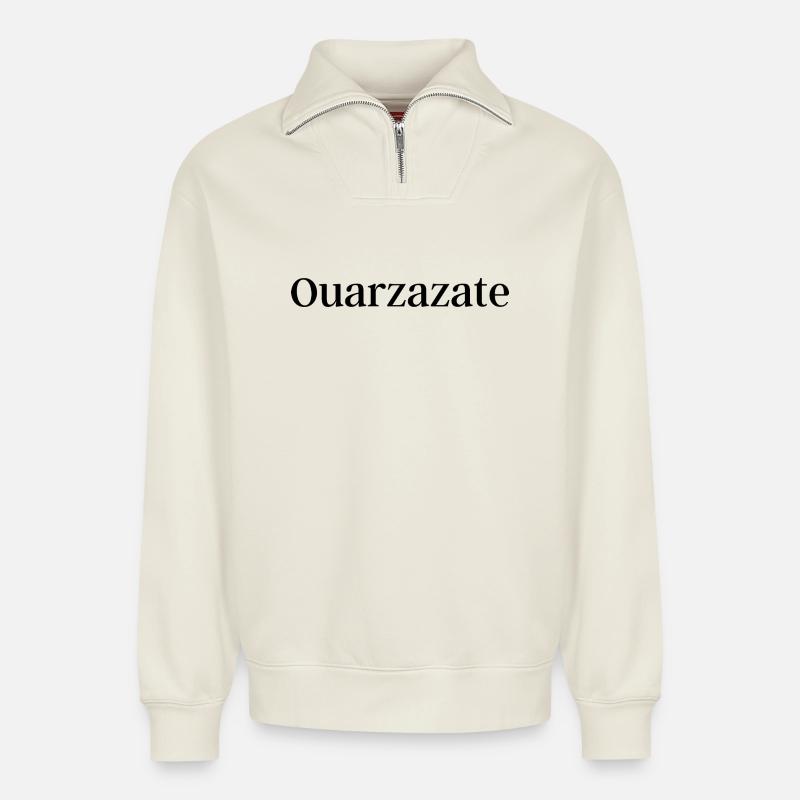 Ouarzazate - Relaxed Unisex Organic Half Zip Sweatshirt – by SPREAD - off white