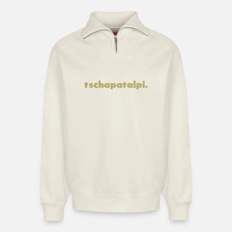 tschapatalpi. - Relaxed Unisex Organic Half Zip Sweatshirt – von SPREAD - Naturweiß