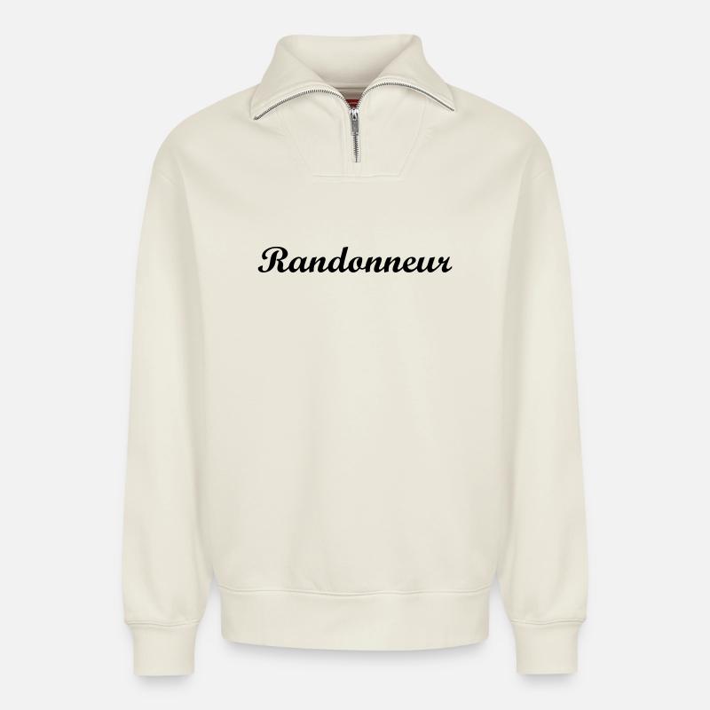 Randonneur - Relaxed Unisex Organic Half Zip Sweatshirt – von SPREAD - Naturweiß