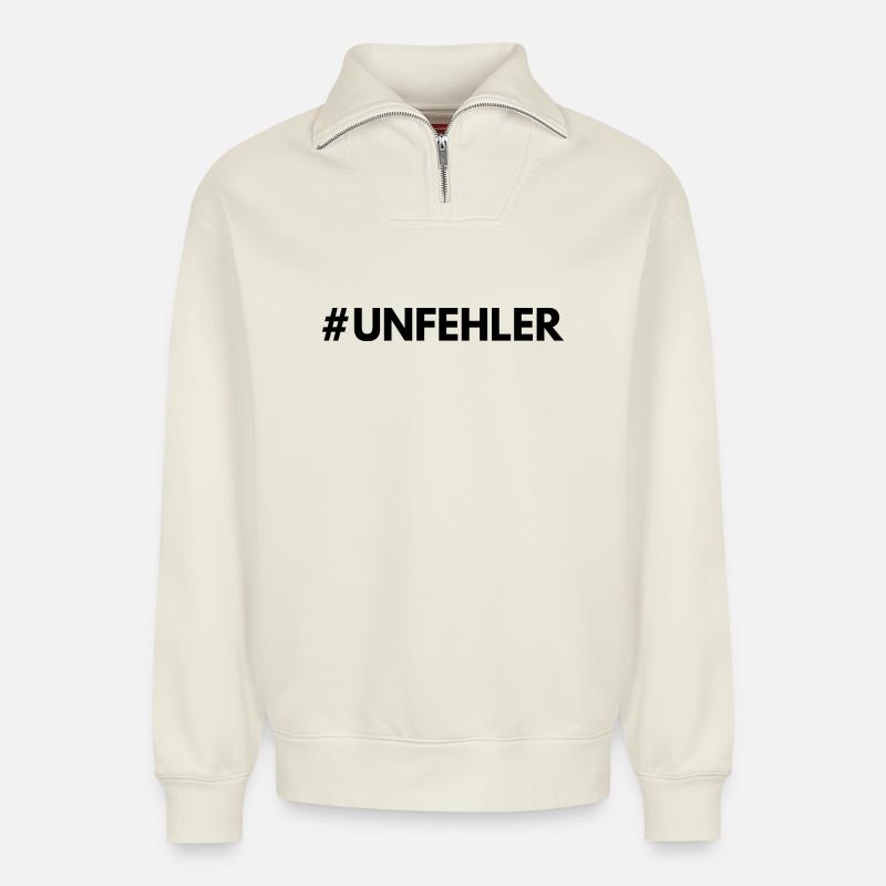 #Unfehler - Relaxed Unisex Organic Half Zip Sweatshirt – von SPREAD - Naturweiß