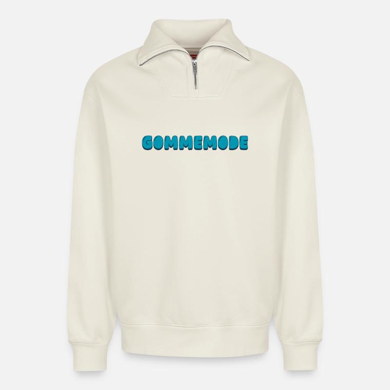 Gommemode - Relaxed Unisex Organic Half Zip Sweatshirt – von SPREAD - Naturweiß