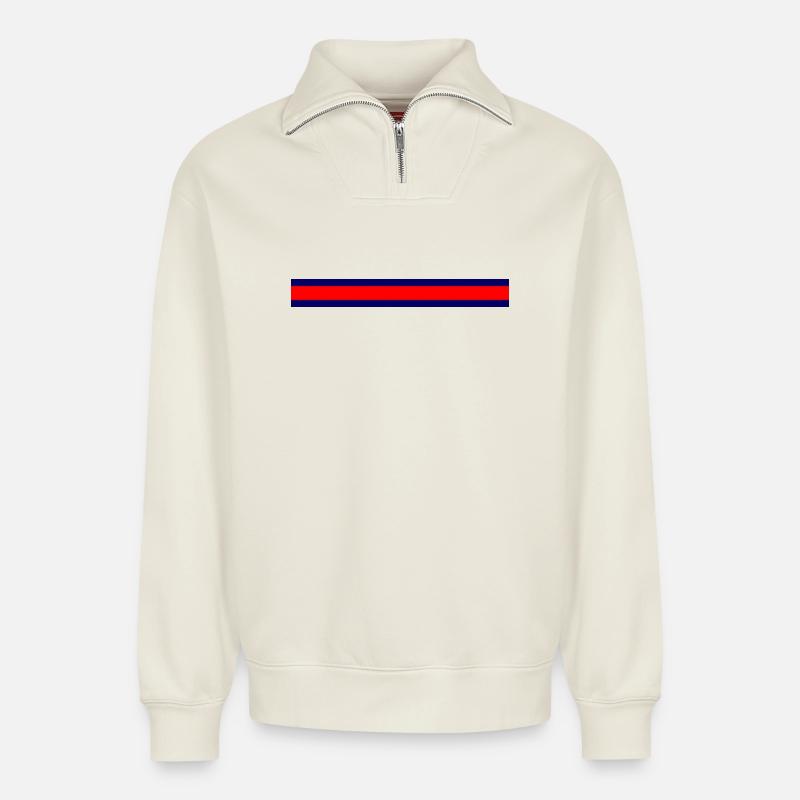 Kühler Minimalismus Farbexplosion - Relaxed Unisex Organic Half Zip Sweatshirt – von SPREAD - Naturweiß