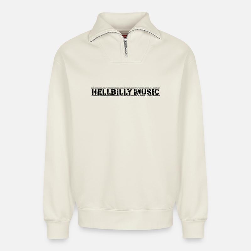 Hellbilly Music - Relaxed Unisex Organic Half Zip Sweatshirt – von SPREAD - Naturweiß