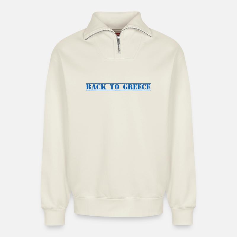 Greece, Greece - Relaxed Unisex Organic Half Zip Sweatshirt – by SPREAD - off white