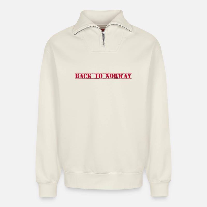 Norway Norwegen - Relaxed Unisex Organic Half Zip Sweatshirt – von SPREAD - Naturweiß